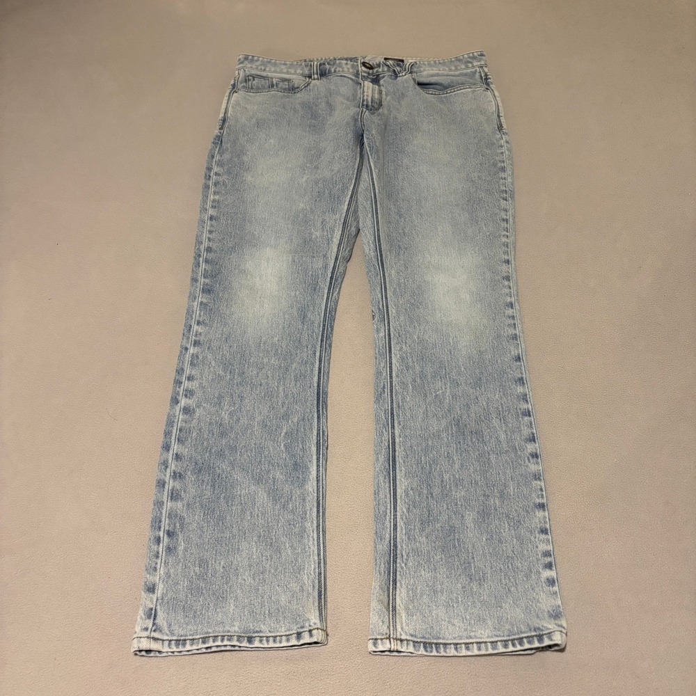 Volcom Vorta Mens Slim Straight Jeans Size 34 Light Wash Blue Denim Casual